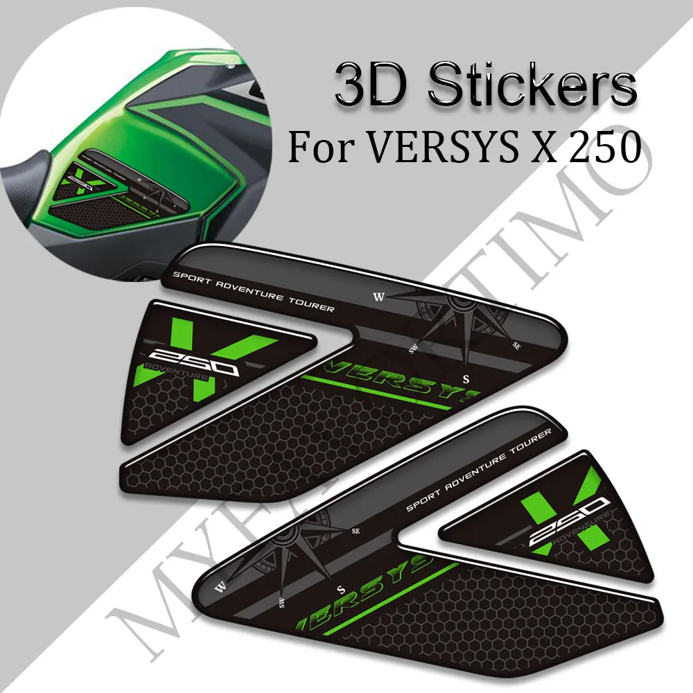 

For Kawasaki VERSYS X 250 250X VERSYS-X Tourer X-250 Motorcycle Stickers Decals Gas Fuel Oil Kit Knee Protector Tank Pad Grips