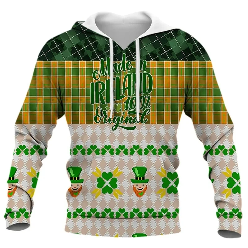 جديد الربيع والخريف أزياء الرجال الرياضية عيد القديس باتريك 3D مطبوعة هوديي محايد الشارع عارضة الرياضة هوديي Q0222 #4