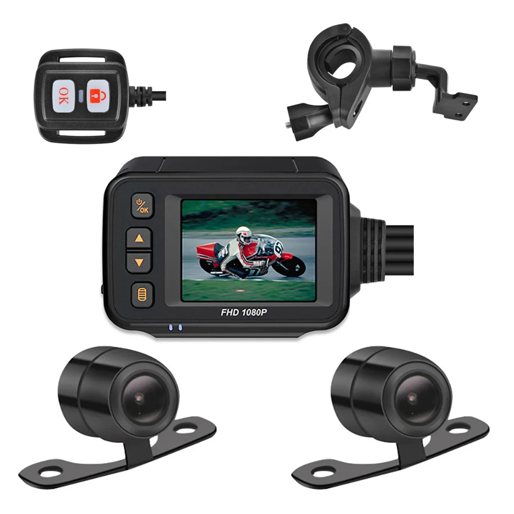 Motorcycle Driving Recorder HD 1080P Front Rear View Dash Cam IP65 Waterproof Video Recorder Parking Monitor Dynamic Induction