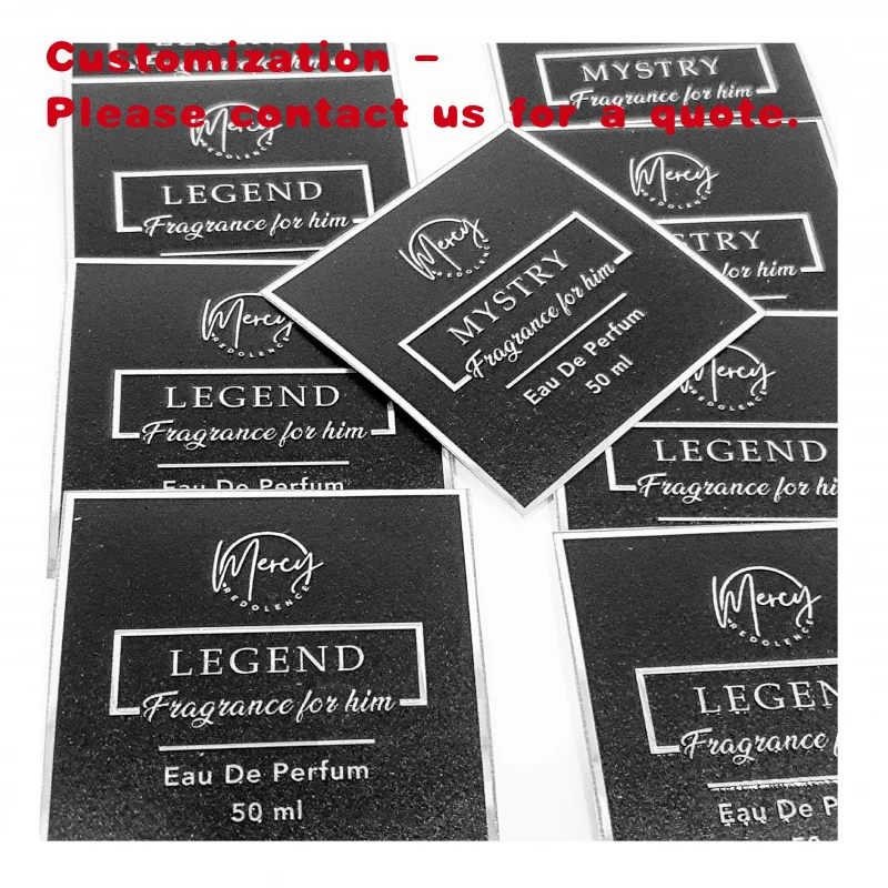 custom.High Quality Custom Adhesive Waterproof Metal Perfume Bottle Label Sticker Printing Embossed Design Shampoo L