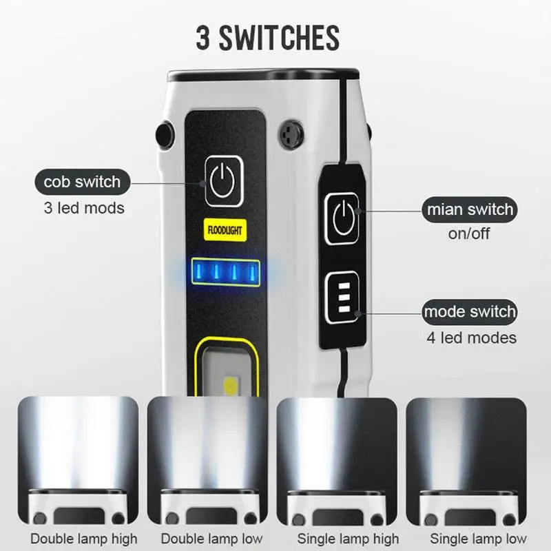 High Lumen LED Flashlight Outdoor Rechargeable Flash Light Color Changing Side Light Camping Supplies Power Bank For Hikers