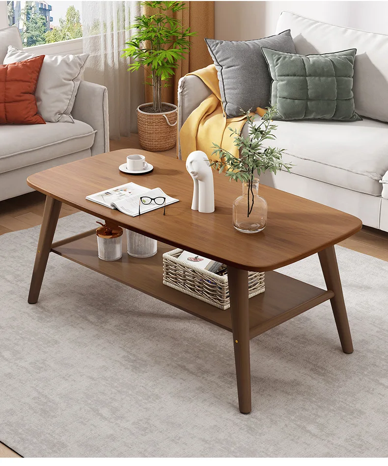 Mesa de centro de madera maciza de bambú para el hogar, comedor de apartamento pequeño, mesa pequeña nórdica simple, sofá de alquiler, mesa lateral