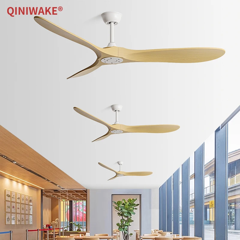QINIWAKE 36/42/52/60 Inch  Silent  ABS Blades 3-Color Changing Light Remote Control For Living Room/ Office