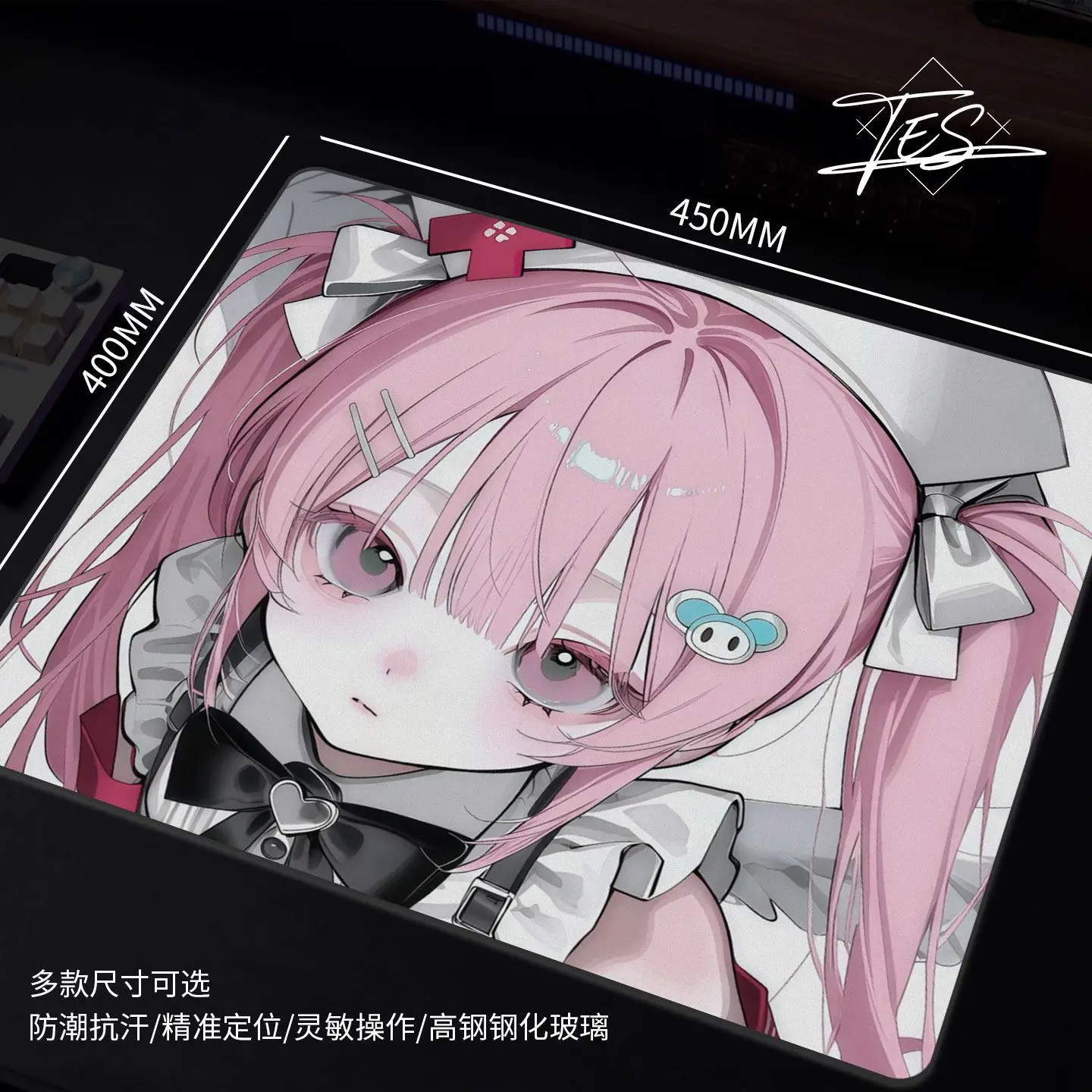 Japanese Girls Anime Cute Glass Mouse Pad Gaming Pad Smooth Frosted Surface Waterproof Desk Tempered Multiple Sizes Optional