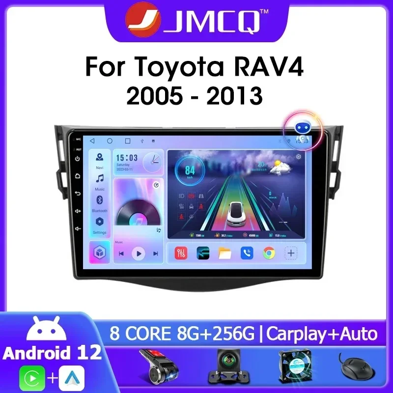 

JMCQ Android 12 Car Radio Multimidia Video Player For Toyota RAV4 Rav 4 2005-2013 4G+WiFi 2din Navigation GPS Head Unit Carplay