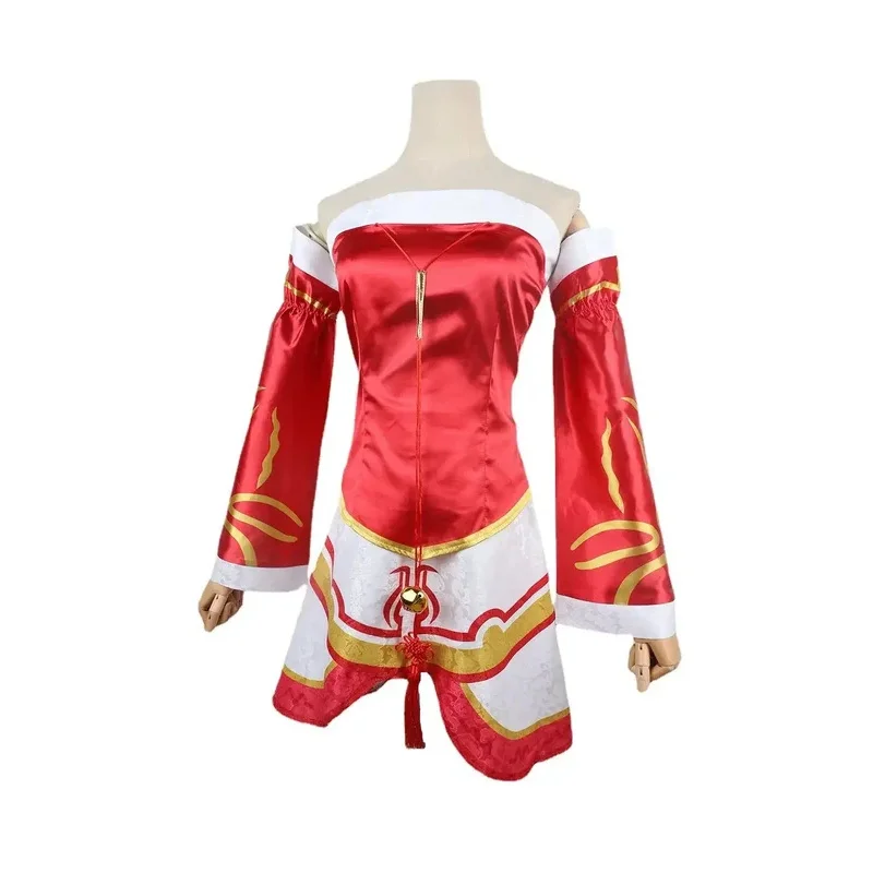 LOL Game Ahri-شعر مستعار ثعلب ذو تسعة ذيل، زي اللعبة، أنيمي، فستان أحمر مثير للنساء، عيد الميلاد، الكرنفال، ix، المجموعة