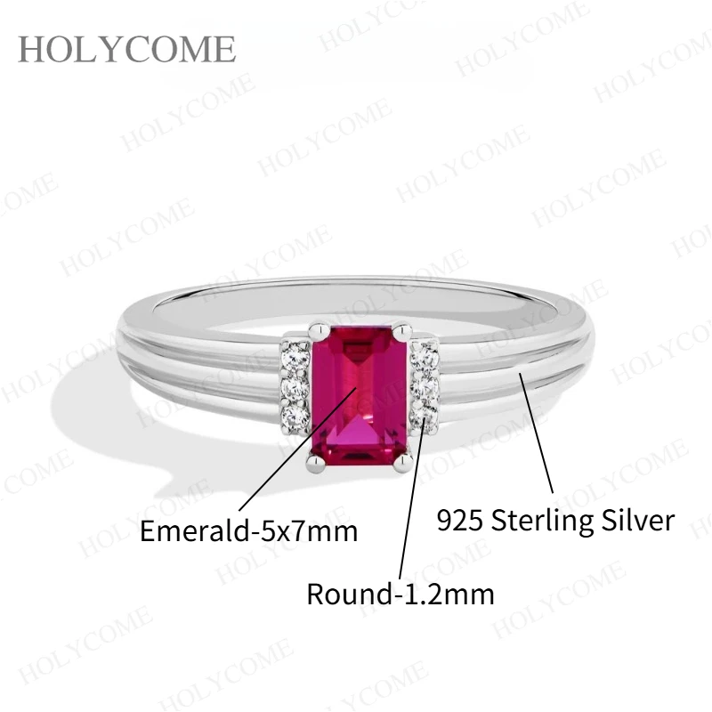 

925 Sterling Silver Rings 1ct Moissanite/Lab Grown Gemstone Emerald High Quality For Women Fine Jewelry Accessories Party Gifts