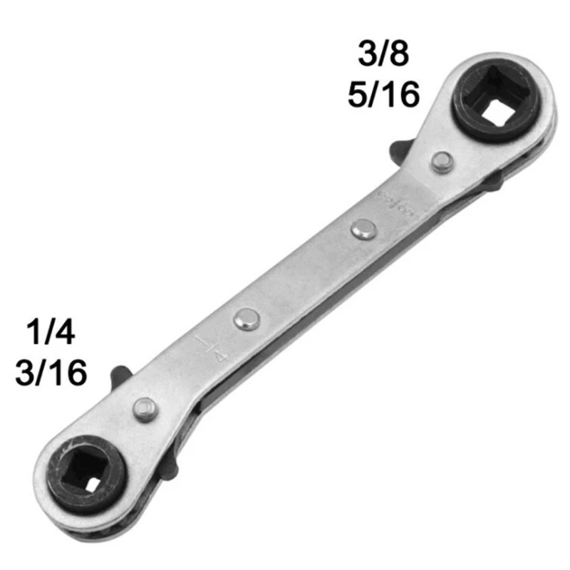 Refrigeration Tool Service Wrench 1/4 x 3/16 x 3/8 x 5/16 Ratchet Box End Air Conditioning Repair Tool