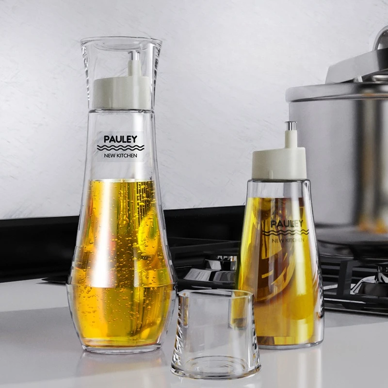 Glass Condiment Bottles with Dustproof Lids, Stainless Steel Nozzle for Oil, Vinegar, Soy Sauce, Ideal for Kitchen Dinner Hotel