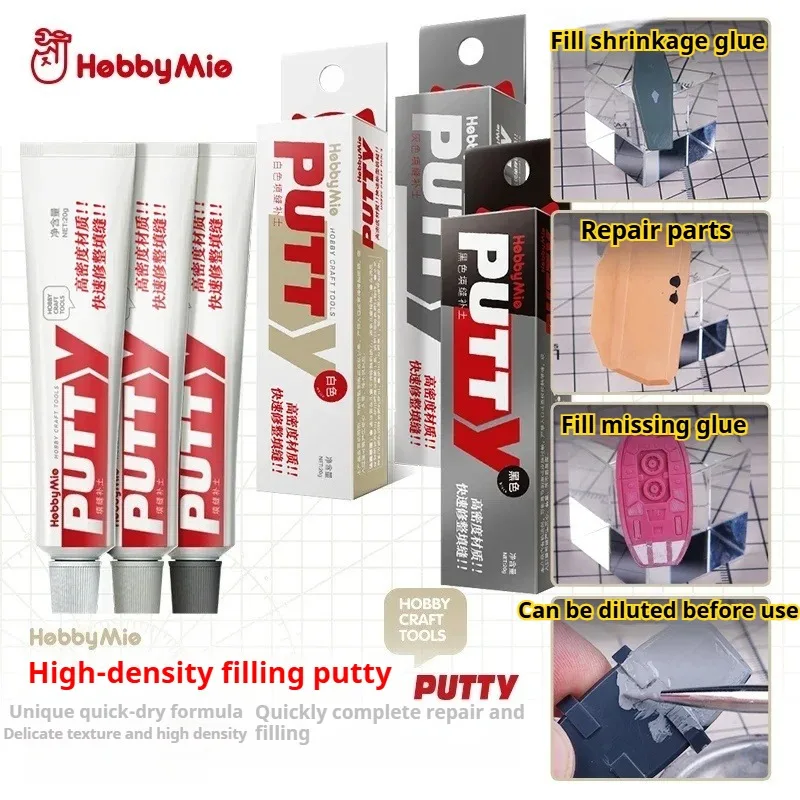 

HOBBY MIO 20g Model Putty Black White Grey Easy to Polish for Gundam Military Model Seam Repair Gap Filling DIY Hobby Craft Tool