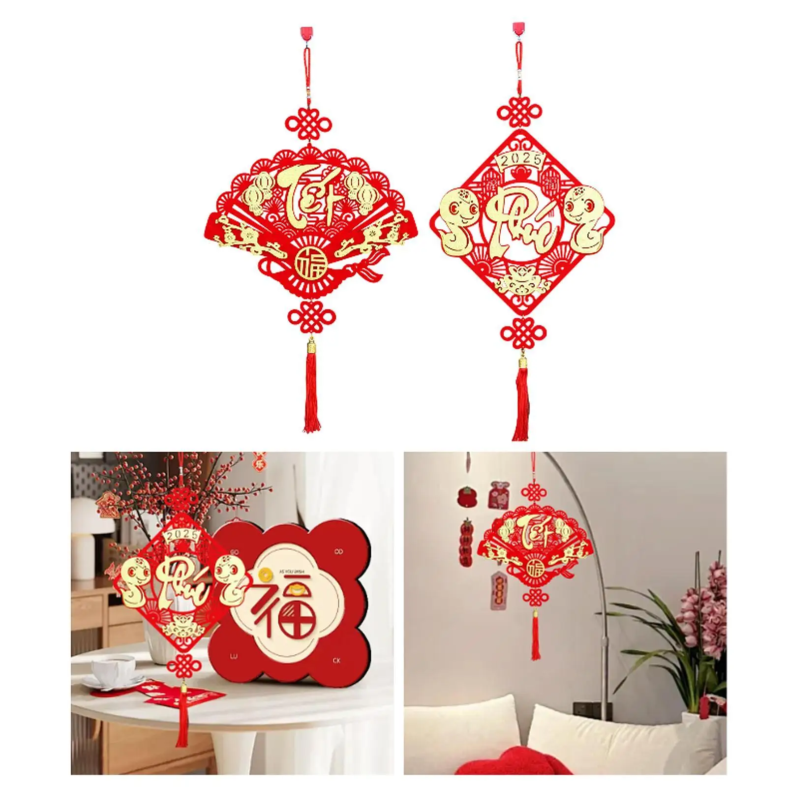Ano novo chinês pendurado decoração 2025 ano novo lunar decoração escritório borla pingente celebração personagem fu para inauguração