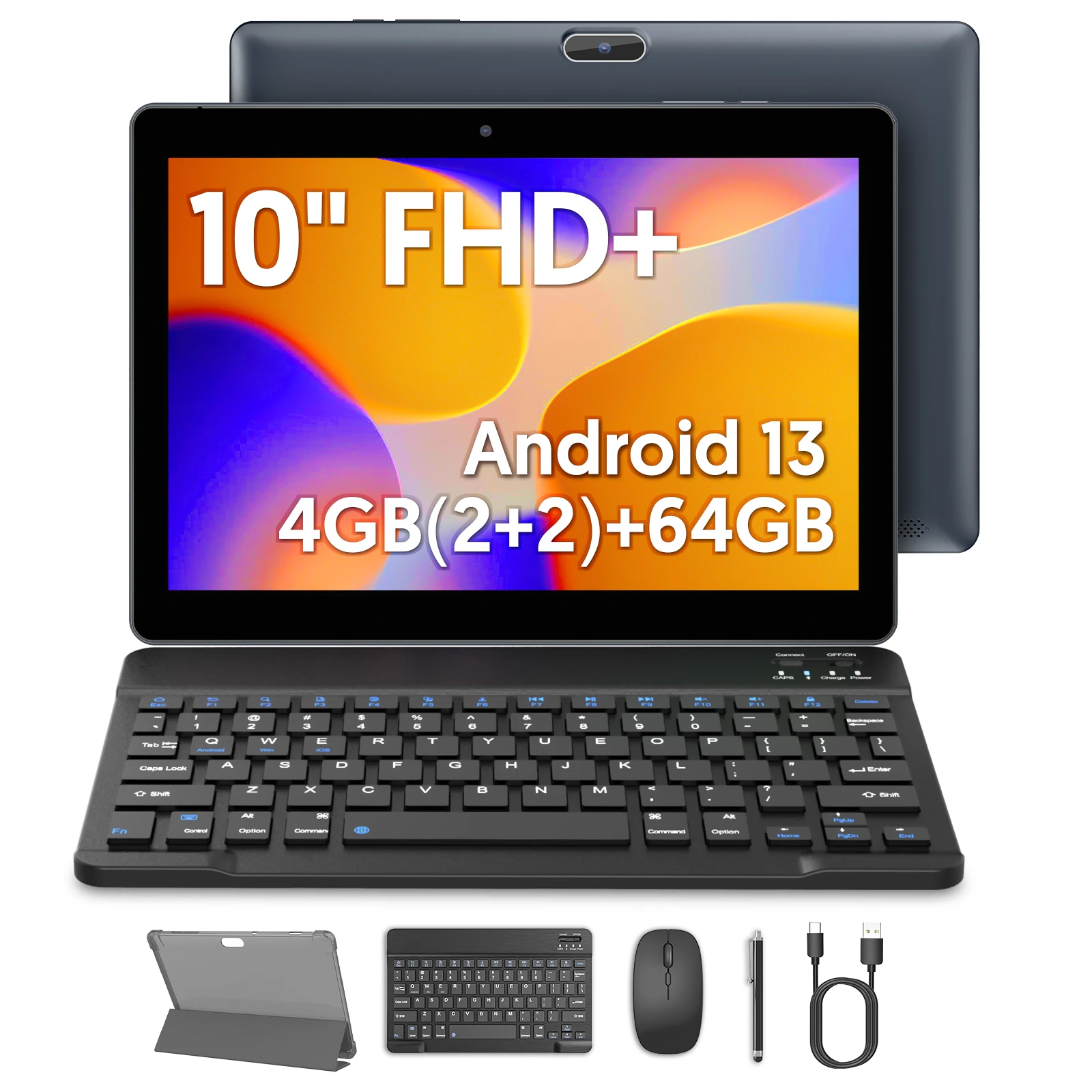 

BAKEN Android tablet 10.1 inches, quad-core processor, 4(2+2)GB+64GB, 1TB expandable memory (need to be purchased separately), W