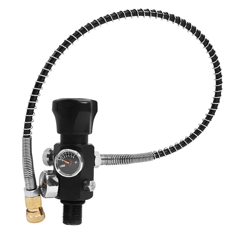 HPAT M18X1.5 Fill Refill Station Tank Charging Valve Dual Gauge Tank Dual Gauge Charging Valve With 50Cm High Pressure Hose