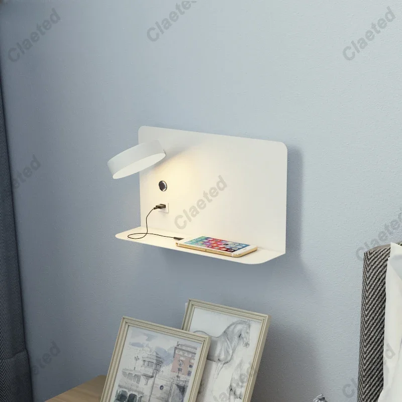 LED Wall Lights With Switch And USB Interface Fashion White Black Lamp Fixture Corridor Aisle Lighting Art Luminaire Wandlamp