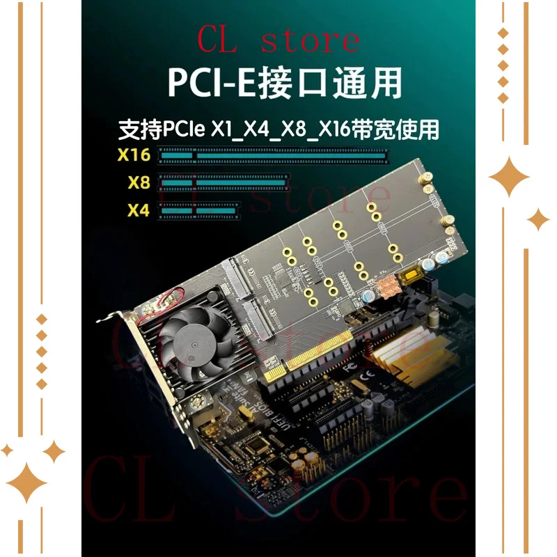 For Plx8747 Expansion CardDrive-free Split-free Four-disc M.2 Semi-high