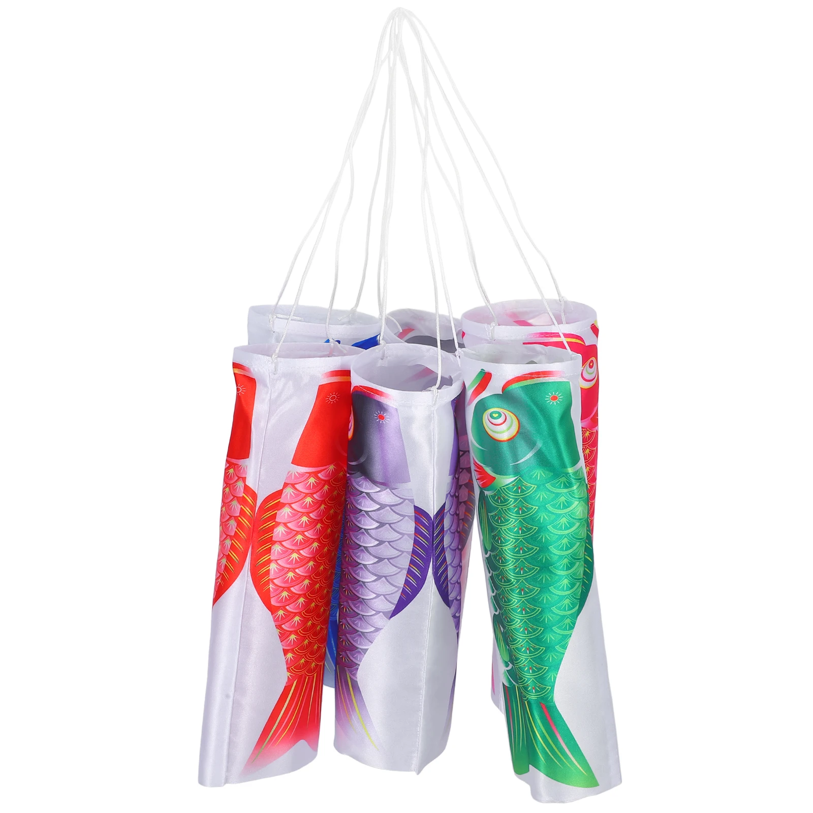 

6pcs Japanese Windsocks 40cm Black Blue Pink Tassel Carp Windsocks Durable Outdoor Decor Flags Gifts
