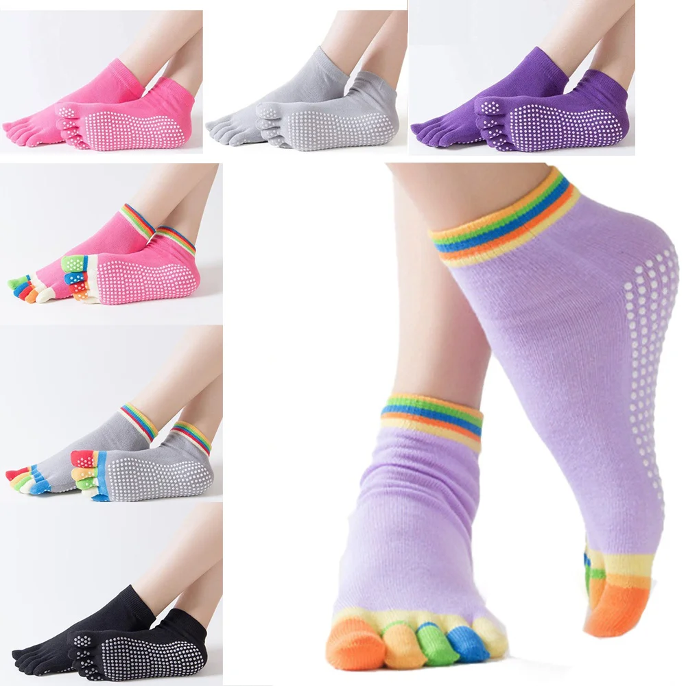 

Yoga Toe Socks with Grips Pilates Women Finger-separated Cotton five-finger Socks fashion color toe socks for Girls