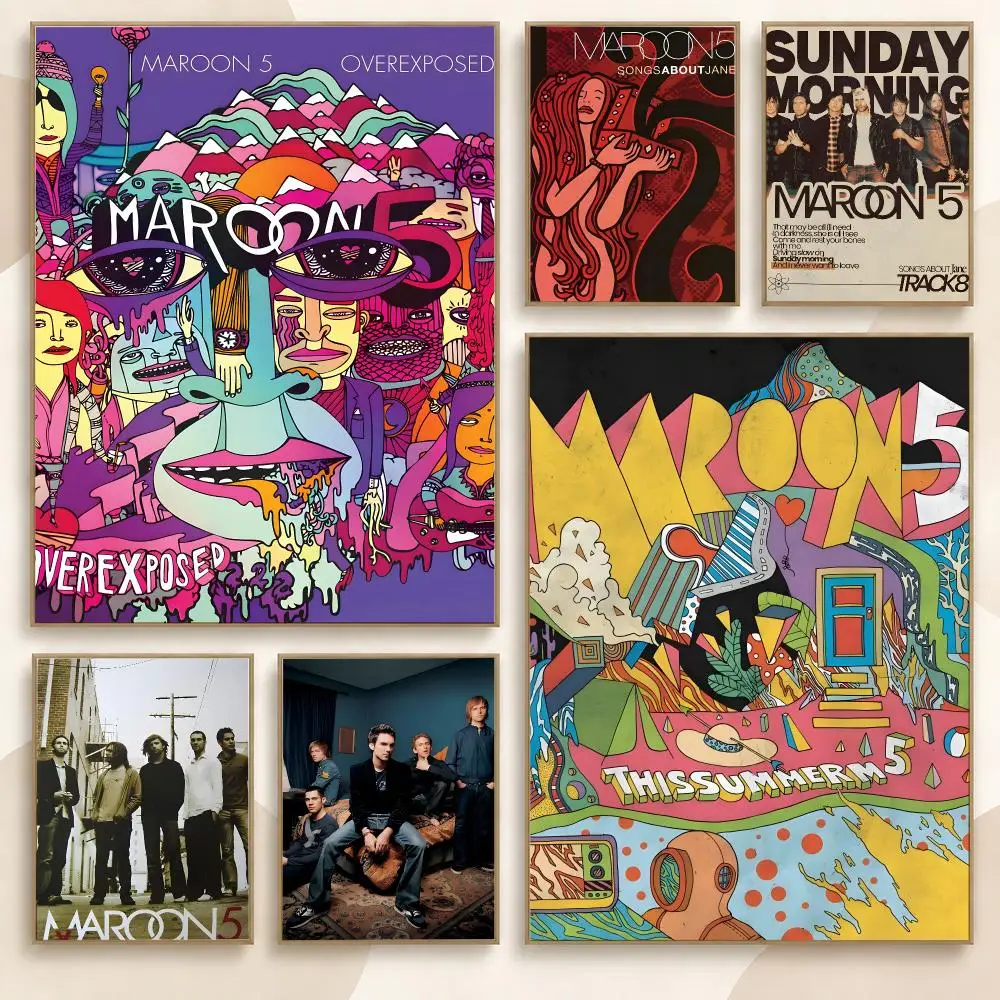 Rock Band M-Maroon 5 Poster Trendy And Easy-to-Apply Wall Art Stickers For Home Decor And Dorm Room Walls