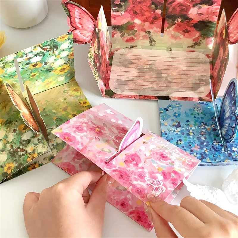 Custom.3d Foldable Blessing Card Pieces with Envelope Girlfriends Couple Three-Dimensional Greeting Card Ins Good