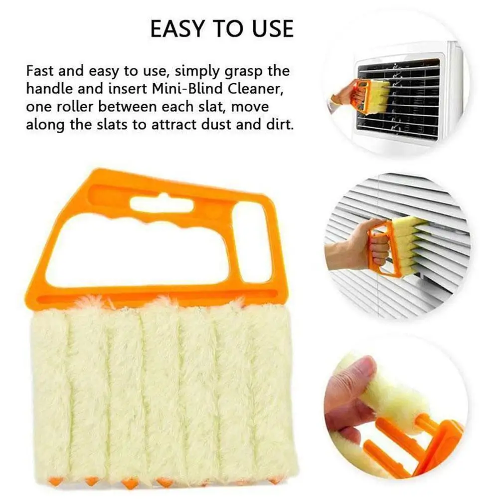 Window Cleaning Brush Air Conditioner Duster Cleaner With Washable Venetian Blind Cleaning Cloth Groove Window Cleaner