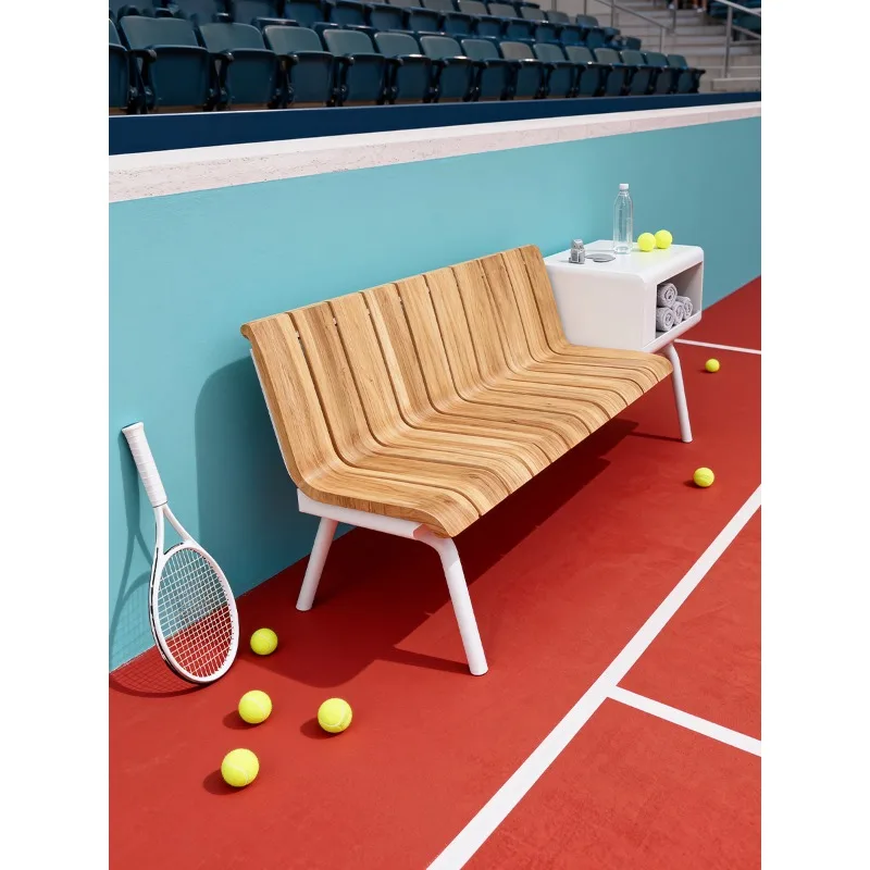 

Tennis Court Rest Seat with Backrest Park Chair Outdoor Stainless Steel Bench Sports Field Tube Bench