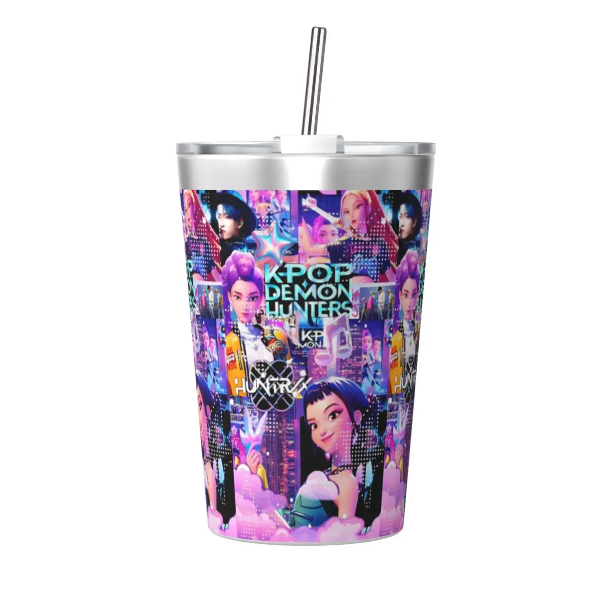 

Kpop Demon Hunters Huntrix Tumbler 12oz for Kids Stainless Steel Double Wall Vacuum Insulated Cup With Straw for Cold Hot