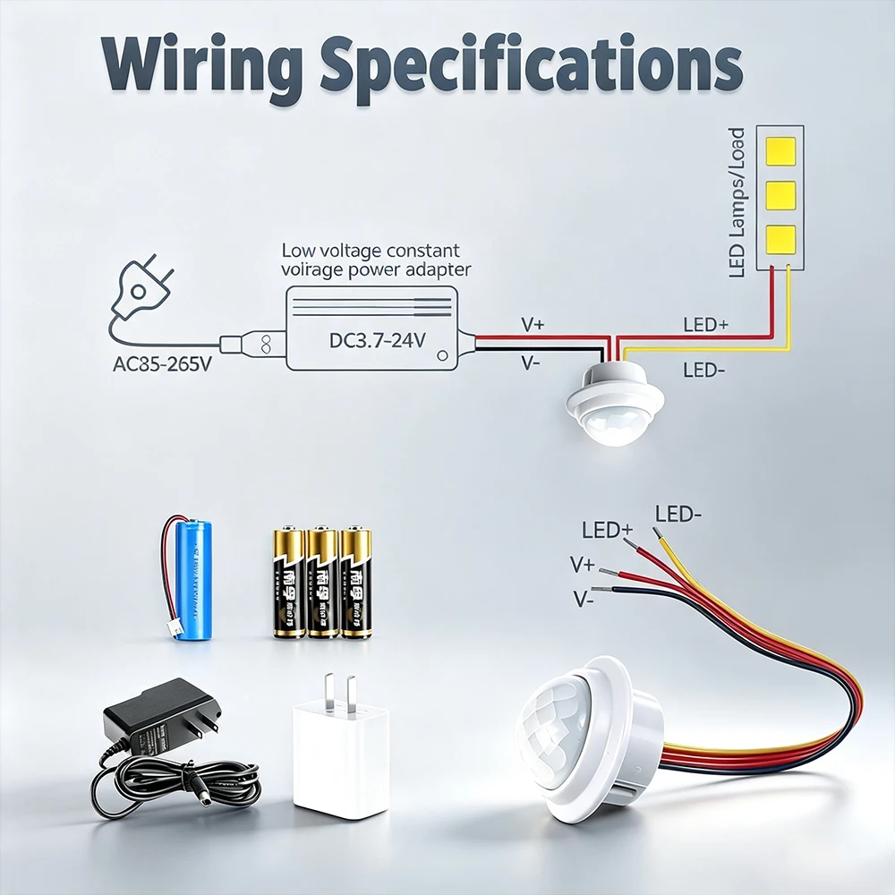 Compatible DC5V 12V 24V PIR Motion Sensor Switch Activated Timer Automatic LED Strip Custom Motion Detector with Mini Sensor