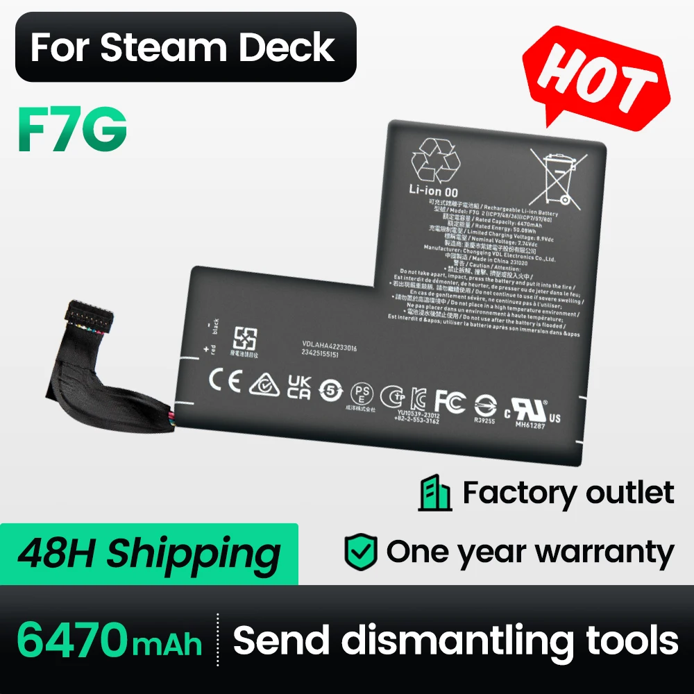 

Keyuan F7G Высокопроизводительный портативный аккумулятор емкостью 6470 мАч F7G Deck LCD/OLED для Lenovo Steam accesorios de baterrieste перезаряжаемые устройства