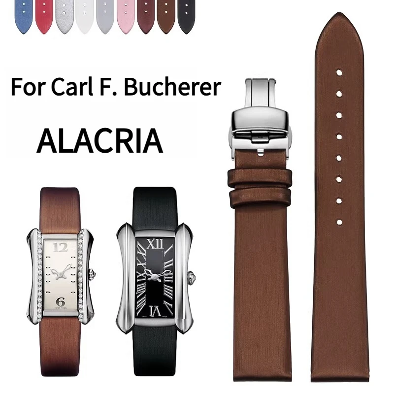 Correa de reloj de cuero genuino con textura de seda para mujer, para el modelo original Carl F. Bucherer ALACRIA WEMPE ZEITMEISTER, correa de reloj de piel de vaca