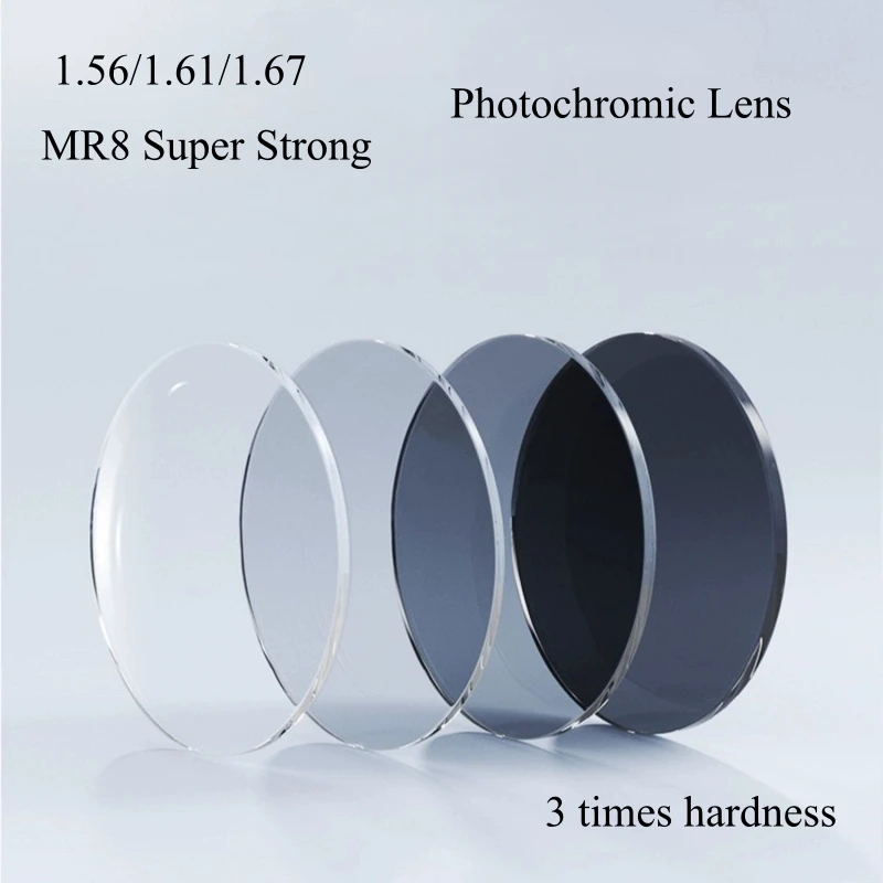 

Фотохромные линзы MR8 Super Tough 1.56/1.61/1.67 с покрытием, устойчивым к царапинам, для коррекции близорукости и пресбиопии, асферические очки