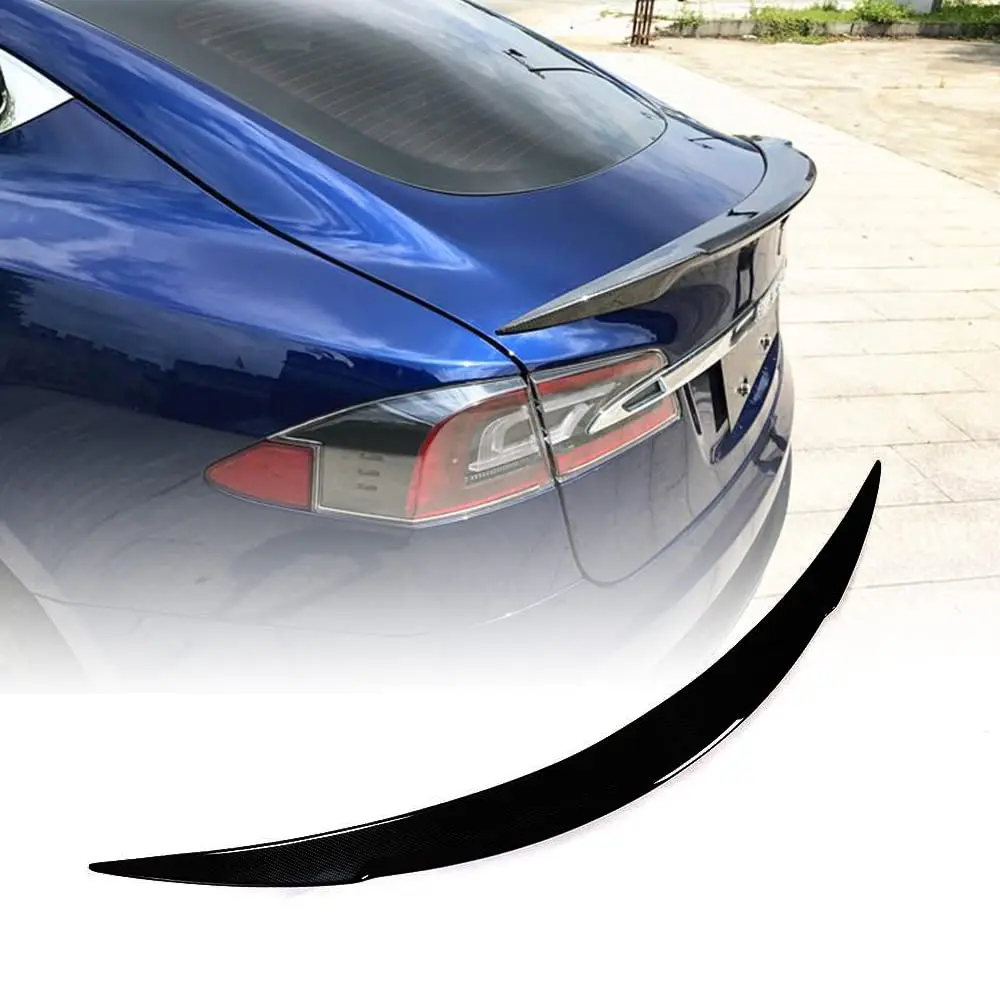 For Tesla Model S 2014-2020 Rear Trunk Spoiler Tail Boot Wing Carbon Fiber