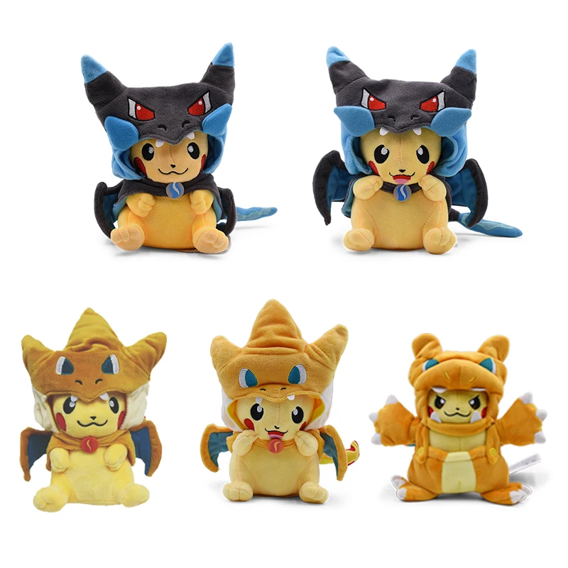 Pokemon Pikachu Cosplay Toy Charizard Snorlax Garchomp Tyranitar Hydreigon Anime Eevee Lapras Stuffed Plush Morpeko Peluche Doll