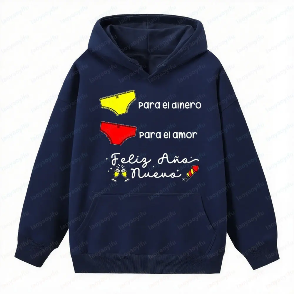 سنة جديدة سعيدة 2026 ملابس إسبانية مضحكة سنة جديدة سعيدة هوديس المرأة أحدث طراز عصري ملابس الشارع الشهير ملابس عطلة فريدة من نوعها #4