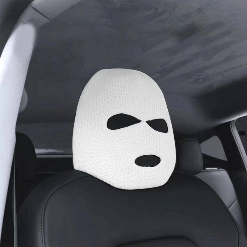 3 Hole Car Seat Headrest Full Face Cover Ski Mask Hat Anti Ash Protection For Car Interior Seats Funny Cover Decoration 2024