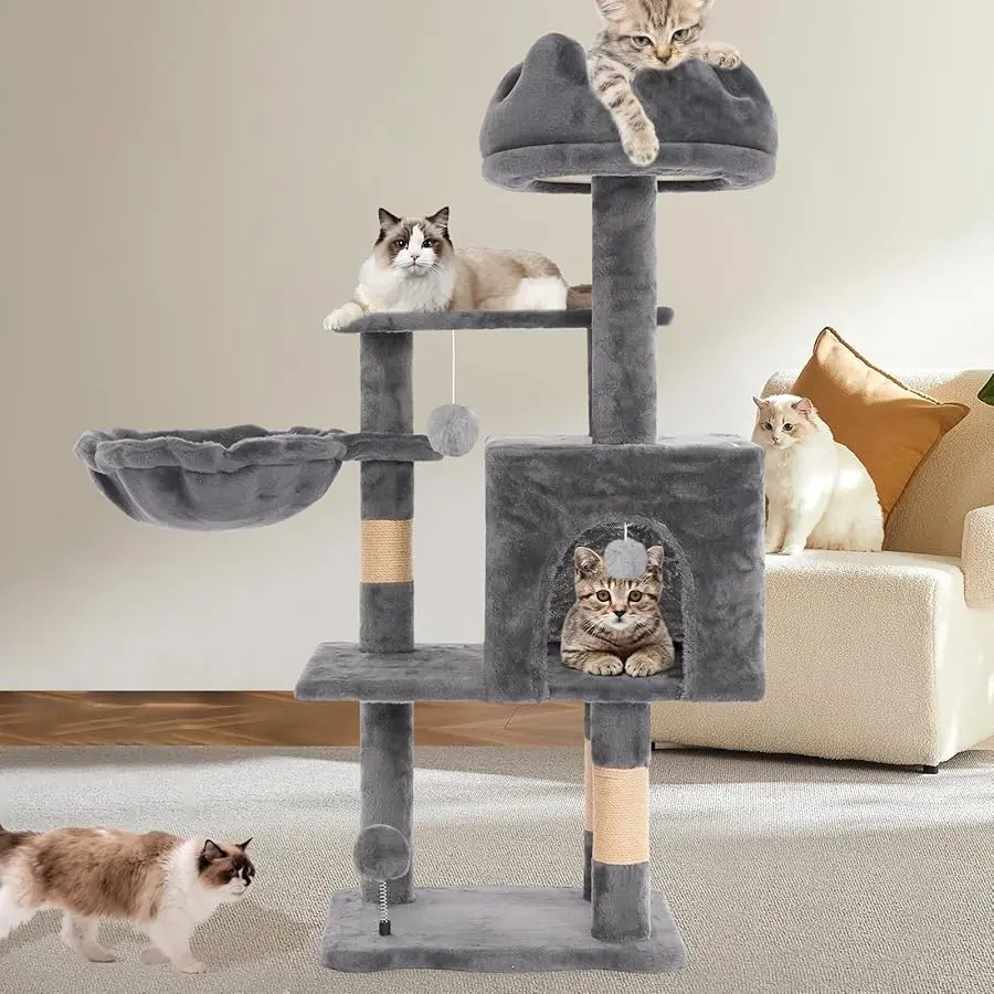

Cat Tree Tower with Metal Frame Hammock, 40'' Cat Trees for Indoor Cats Large Adult, Cat Towers with Scratching Post, Cats Condo