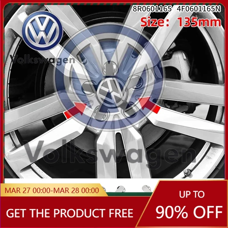 

Эмблемы-наклейки для автомобиля, 4 шт., 135 мм, с пятью зубьями, для колпачков ступиц колес, логотип-значок 8R0601165 4F0601165N для Volkswagen VW Auto