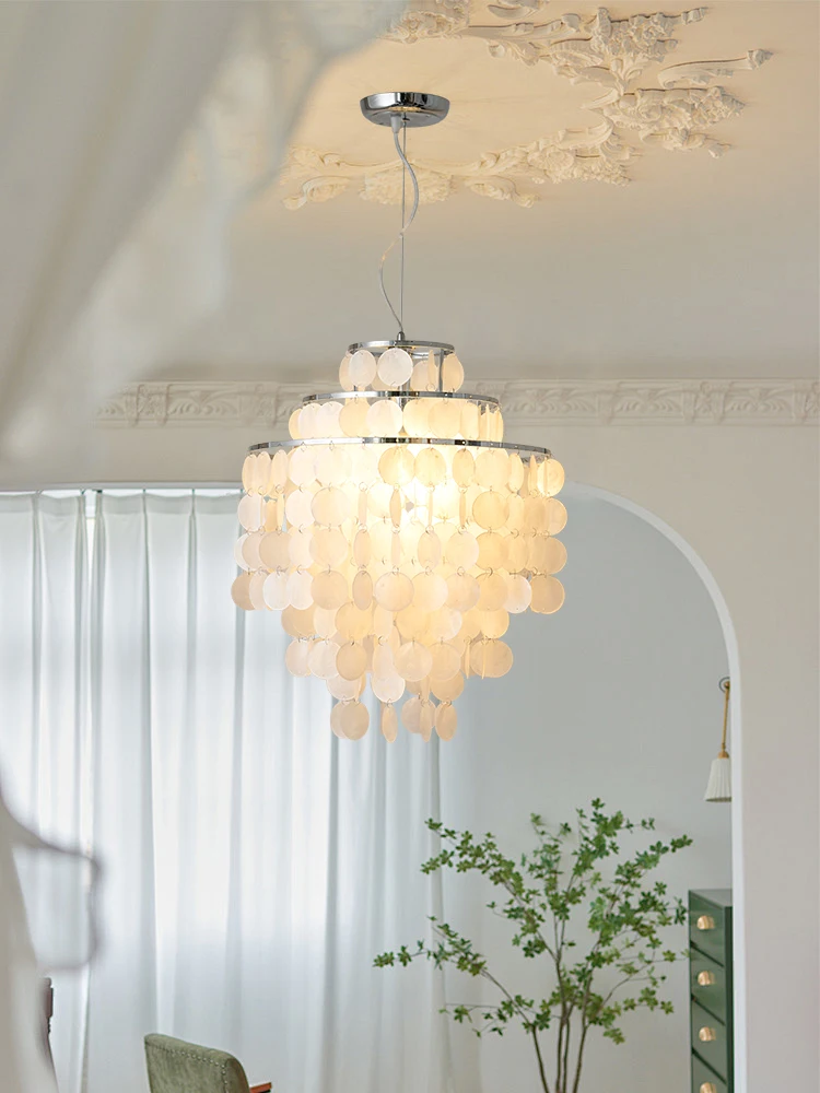 

‌Designer Nordic Style Shell Chandelier Gold Chrome Crystal Glass LED Pendant Lamp for Dining room Bedroom Home Hotel Decoration