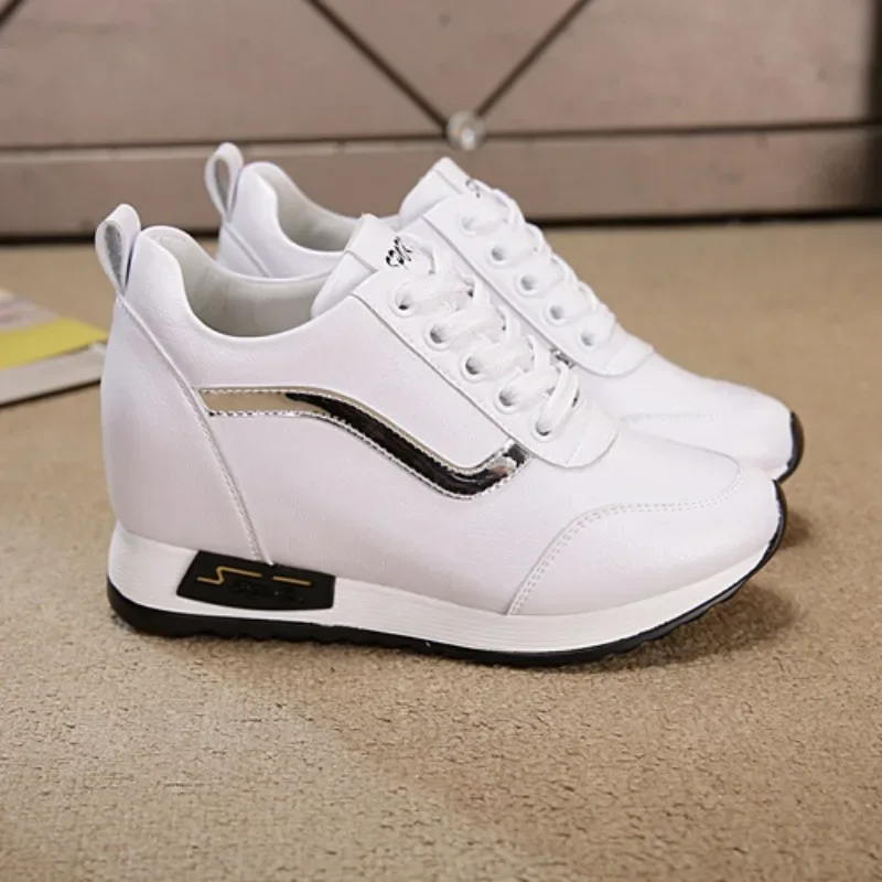 Inside Elevated Height Women\'s Shoes Korean Style White Shoes Autumn New Wedges Casual Sneakers Women Zapatos De Mujer 2024