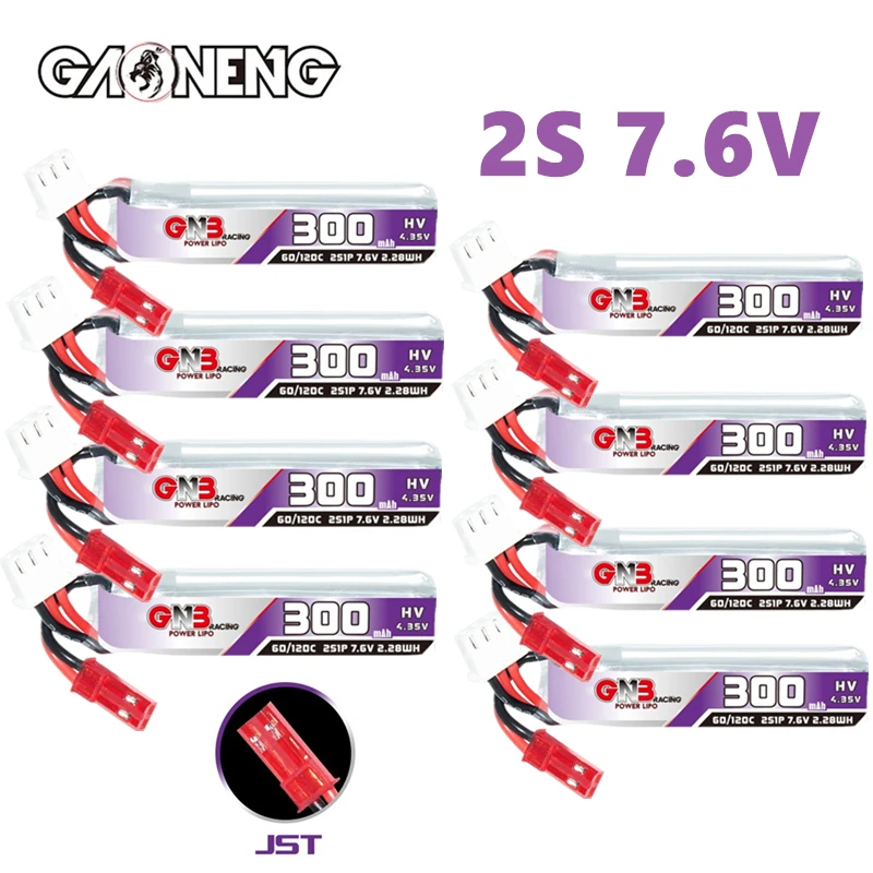 GAONENG GNB 2S 7.6V 300mAh 60C/120C Lipo Battery For Remote Control Toys Model UAV FPV  Drone 7.6V Battery With JST Plug