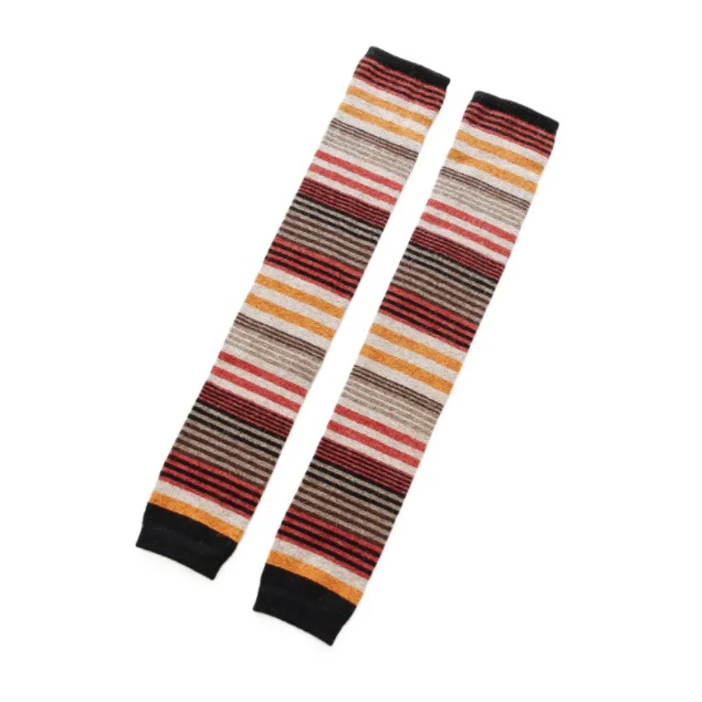 

Fashion Colorful Wool Ruffle Socks Thick Knee High Knitted Leg Warmers Japanese Style Foot Cover Striped Socks Autumn