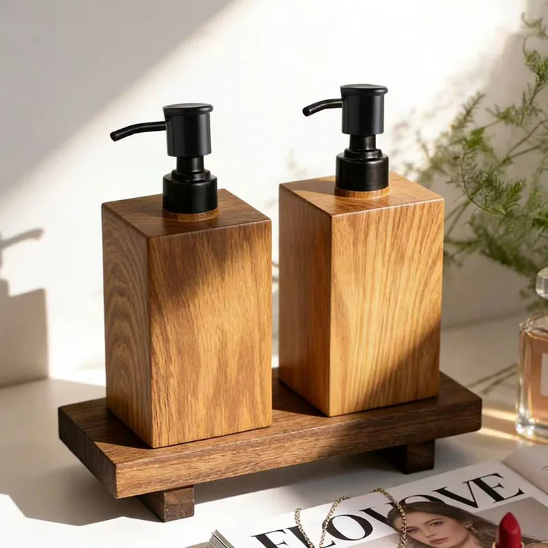 Hotel Hand Sanitizer Refill Bottle Bathroom Accessory Simulated Walnut Grain Press Lotion Bottle Shampoo Refill Empty Bottle