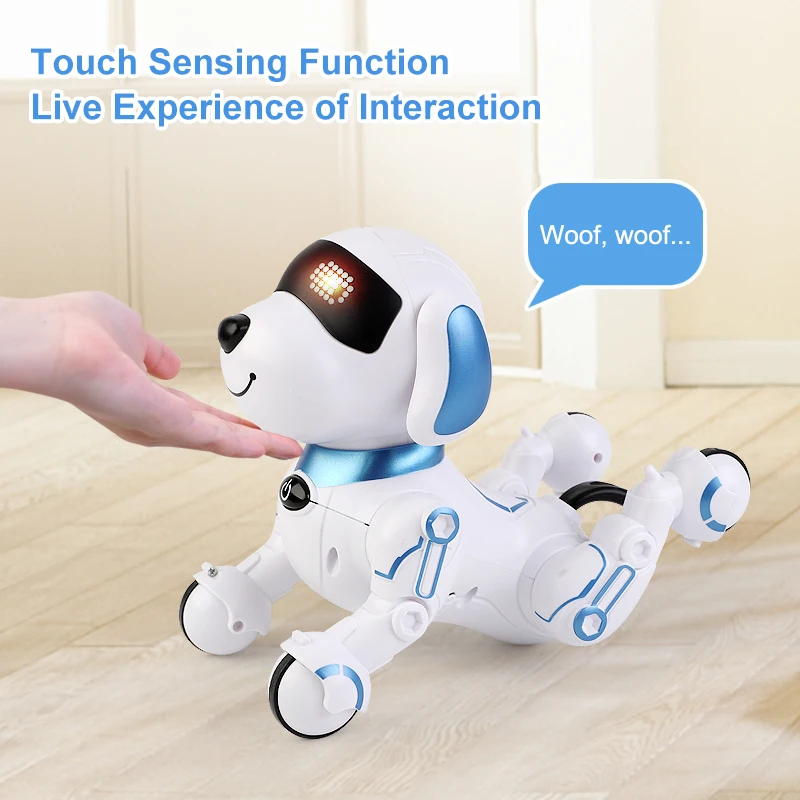 ZWN RC Robot Electronic Stunt Dog Toys Voice Command Programmable Touch-sense With Music Song Robot Dog for Children\'s Gifts