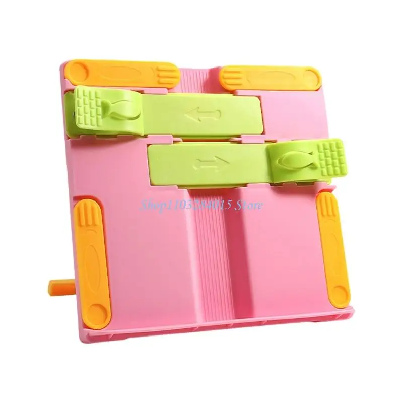 R6FF Foldable ABS Textbook Stand with Page Clip Adjustable Reading Stand for Books Sheet Music Tablets and Cook Recipes