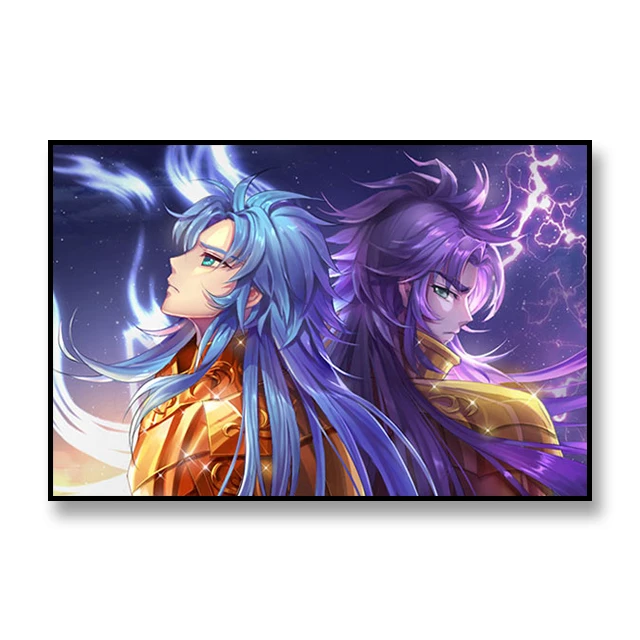 Arte de pared en lienzo de Saint Seiya Virgo Gold Knight, pintura impresa de dibujos animados de anime japonés, decoración de pared interior para el hogar