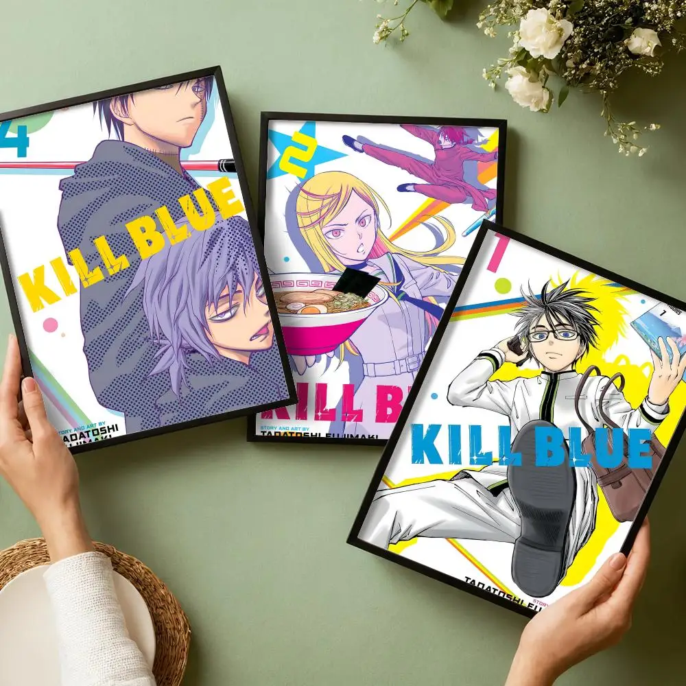 K-Kill B-Blue Anime Poster Stickers HD Painting Self-Adhesive Art for Bedroom Living Room Home Decor Modern Wall Decals Gift