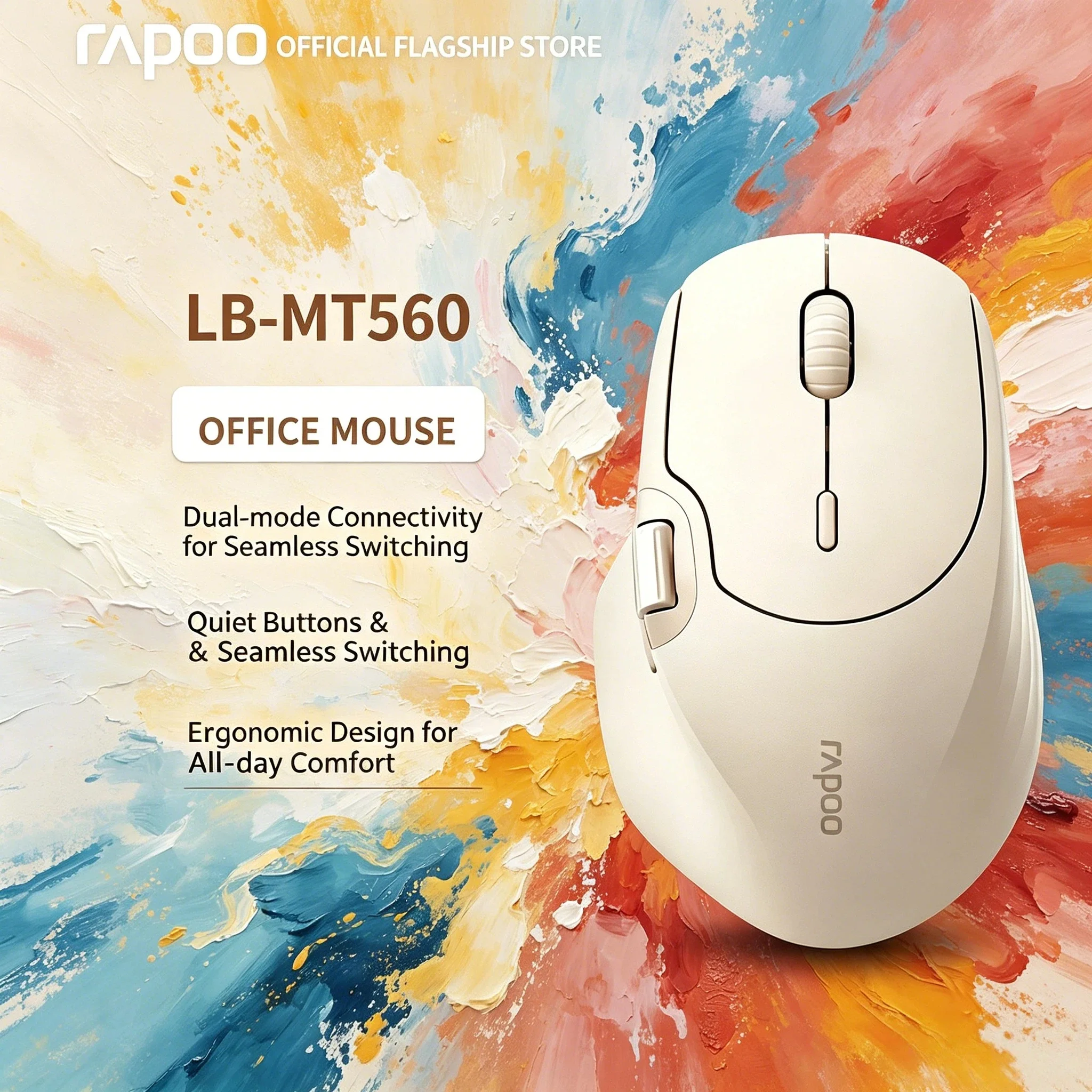 Rapoo MT560 Ergonomic Wireless Mouse 3 Mode Hall Magnetic Induction Knob Cross Screen Custom Graceful Lightweight Esoteric Pro