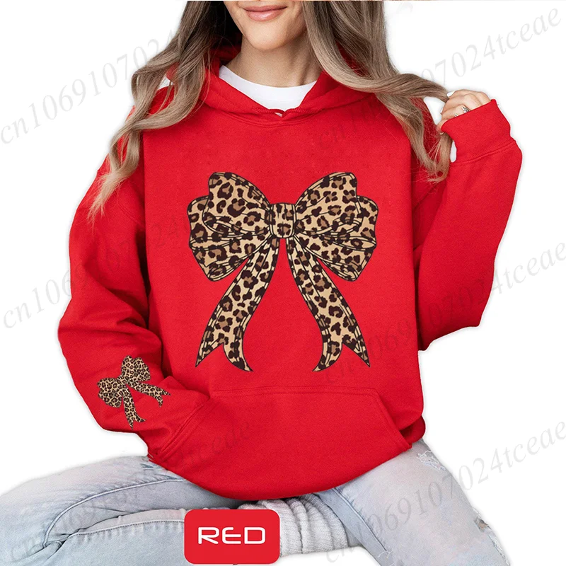 سترة نسائية بغطاء للرأس مطبوعة على شكل فيونكة من Coquette سترة نسائية بغطاء للرأس لعيد الحب بلوفر هاراجوكو ملابس الشارع الشهير مع قلنسوة