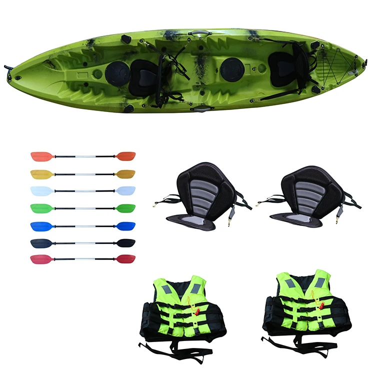 Angler Tandem Kayak 12 Feet 2 Adult Sit On Top Fishing Kayak High Stability Hard Shell Kayak With Storage Hatch For Lake Fishing