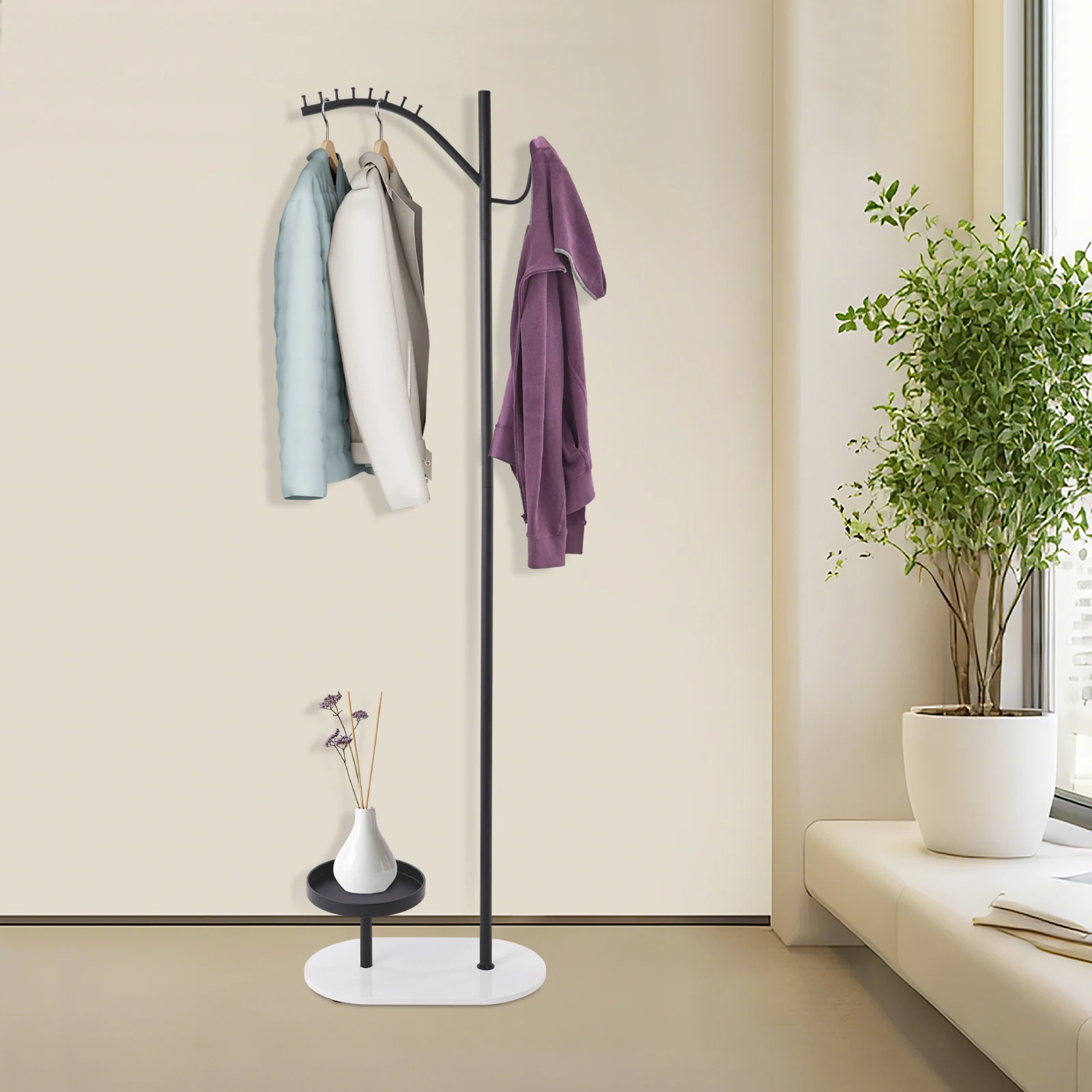 

Clothes Rack with Marble Base Free Standing Clothes Coat Rack Load-bearing Capacity 22.68kg For Closets Bedrooms Changing Rooms