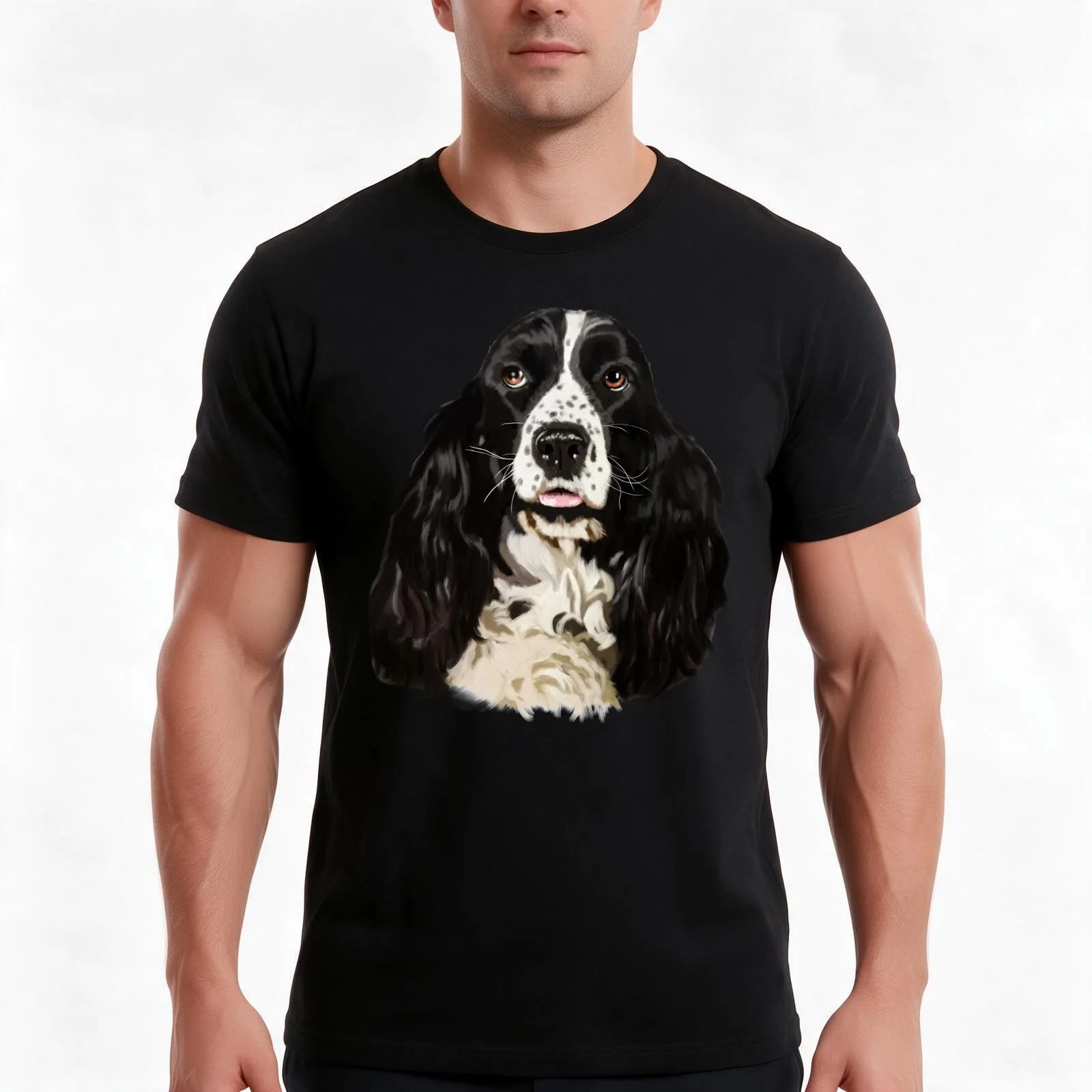 Cocker spaniel T-Shirt, Summer Casual Cotton Tee, Oversized Streetwear Tops, Vintage Graphic Print, Loose Fit Short Sleeve